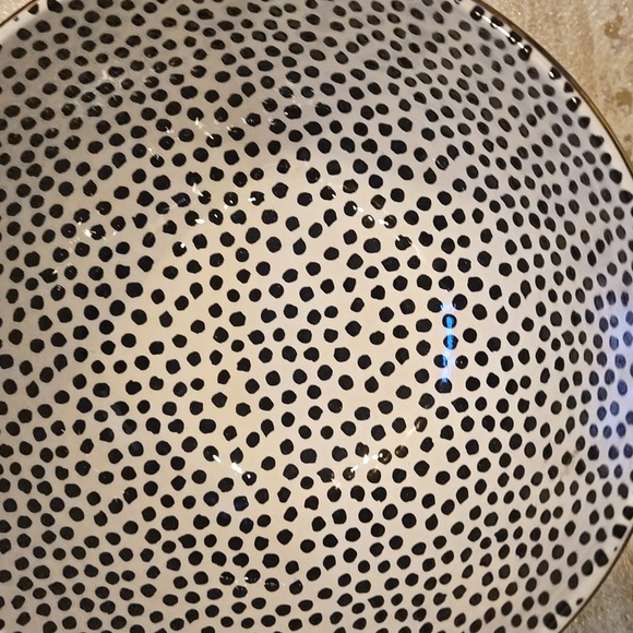 Thyme & Table Black/White Dot Stoneware Gold-Rimmed Bowl - Picture 2 of 6